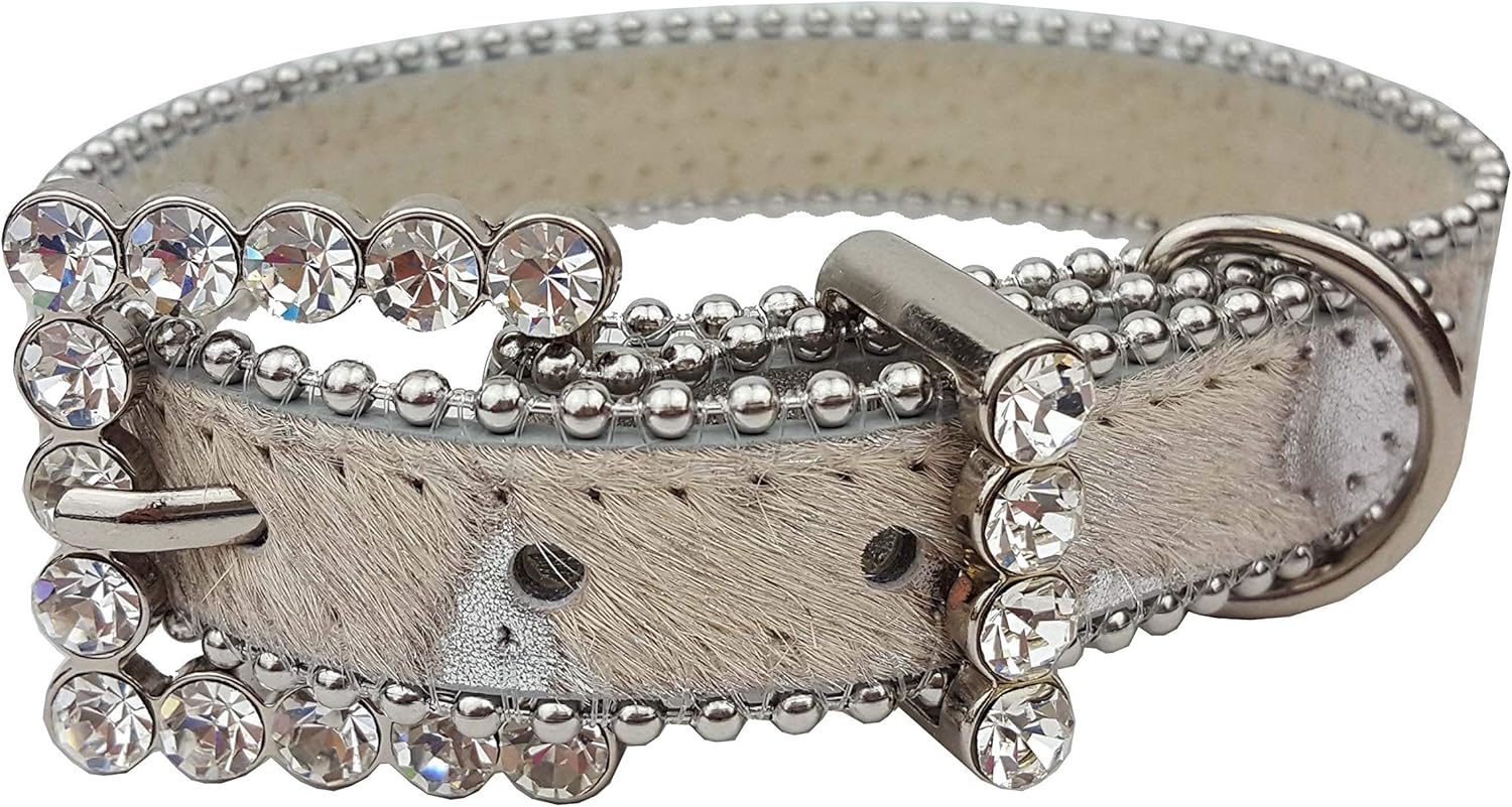 Luxury Crystal Dog Collar with Cow Hair Leather Tiger L