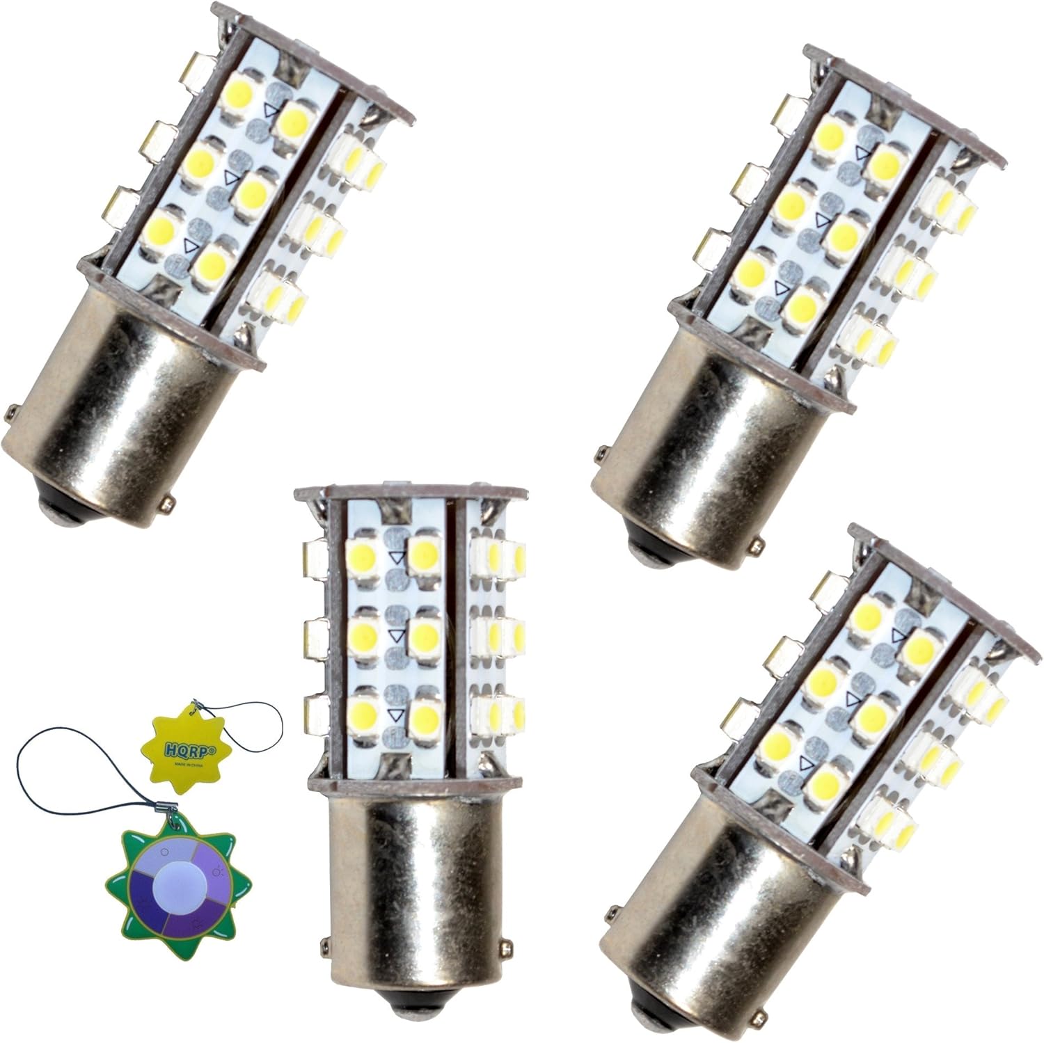 HQRP 4Pack BA15s Base 30 LEDs SMD 3528 LED Bulb Warm White for