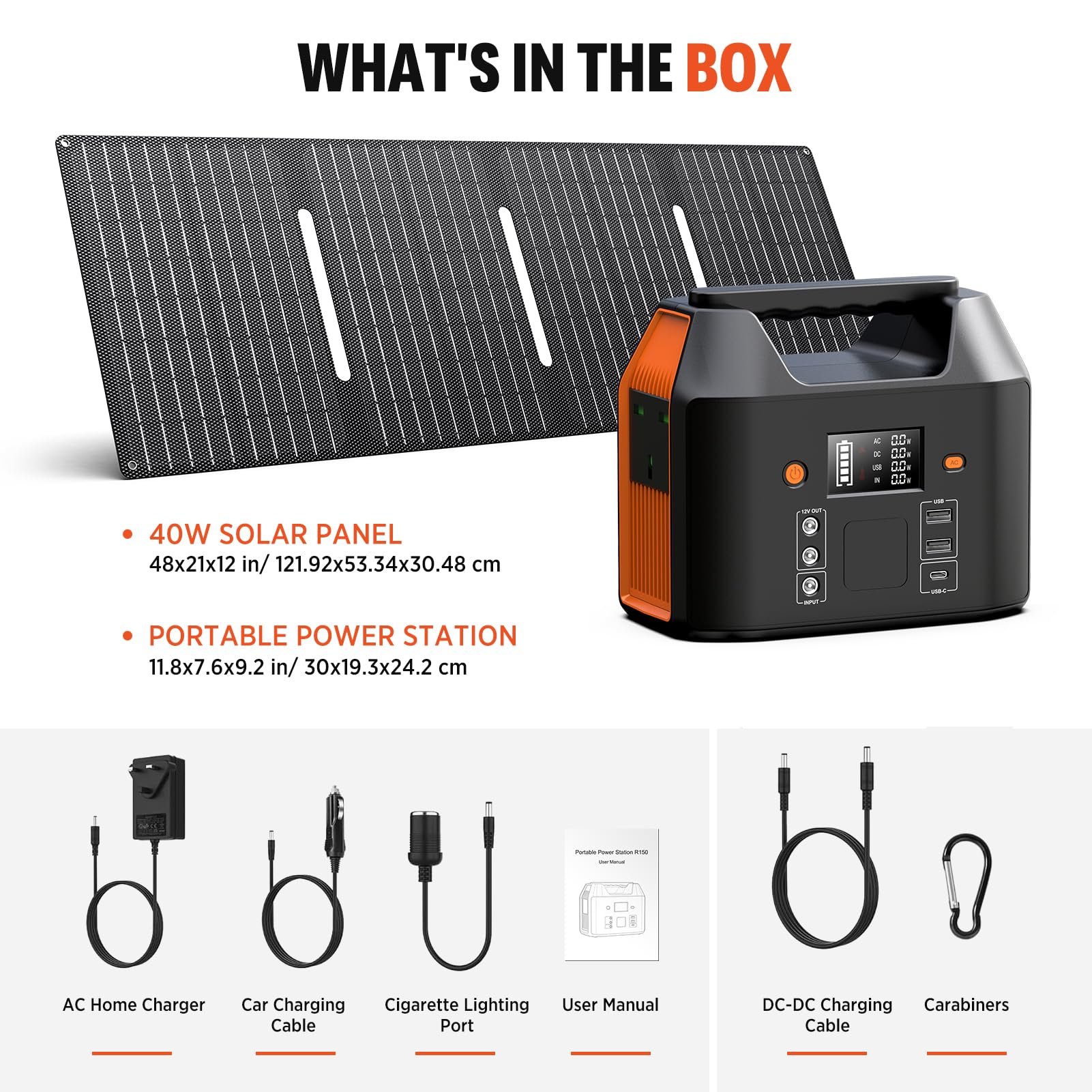 SinKeu Estación de energía portátil, generador solar de 97.68 Wh, batería de respaldo de electricidad de 230 V/150 W salida de CA con panel solar de 40 W para camping, emergencia, fuera de la red, al