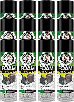Leak Saver Foam Blaster AC Coil Cleaner Foam Spray | HVAC Coil Cleaner for AC Unit | Professional Deep-Penetrating Formula for Evaporator No Rinse & Condenser Light Rinse - 12 Pack