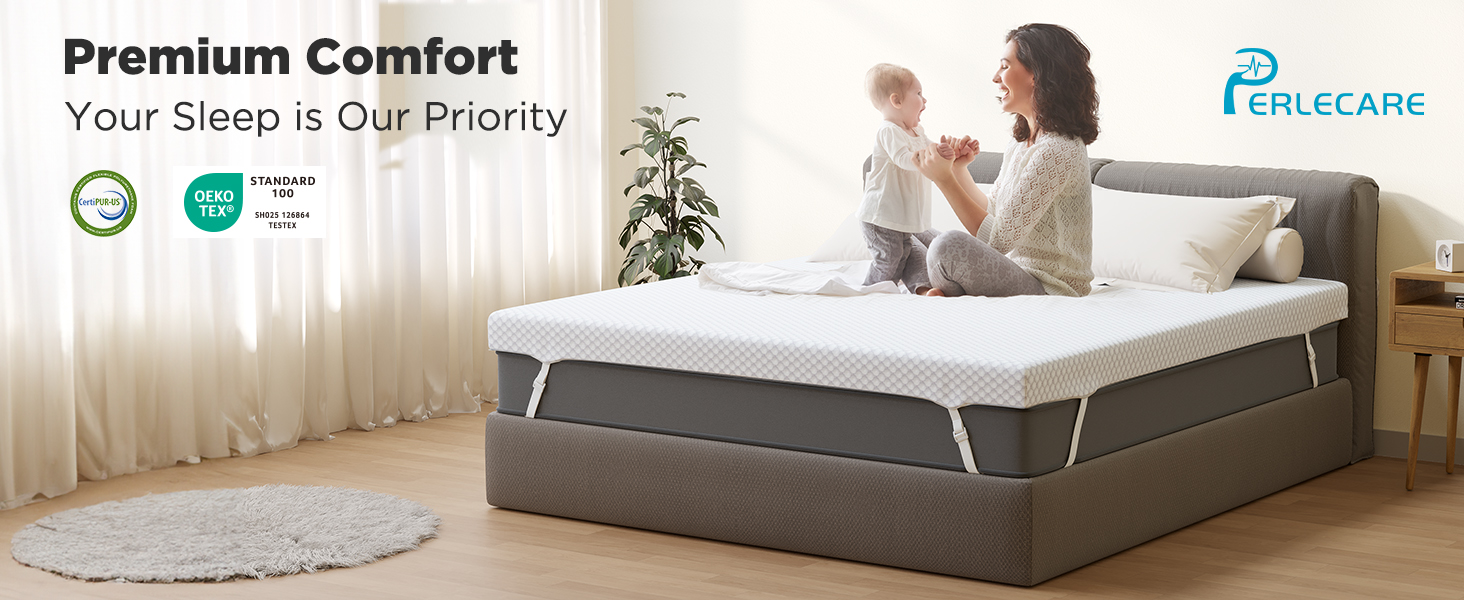 Coprimaterasso In Memory Foam 180x200cm, Fibra Rinfrescante Su Materasso Matrimoniale 180x200cm Con Tasca Extra Profonda Federa Non Inclusa Cachi 89004534