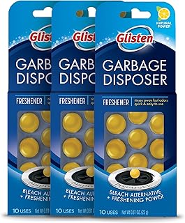 Glisten Disposer Care Freshener, Odor Eliminator, Quick & Easy-to-Use Garbage Disposal Freshener, Lemon Scent, 3-10ct Boxes