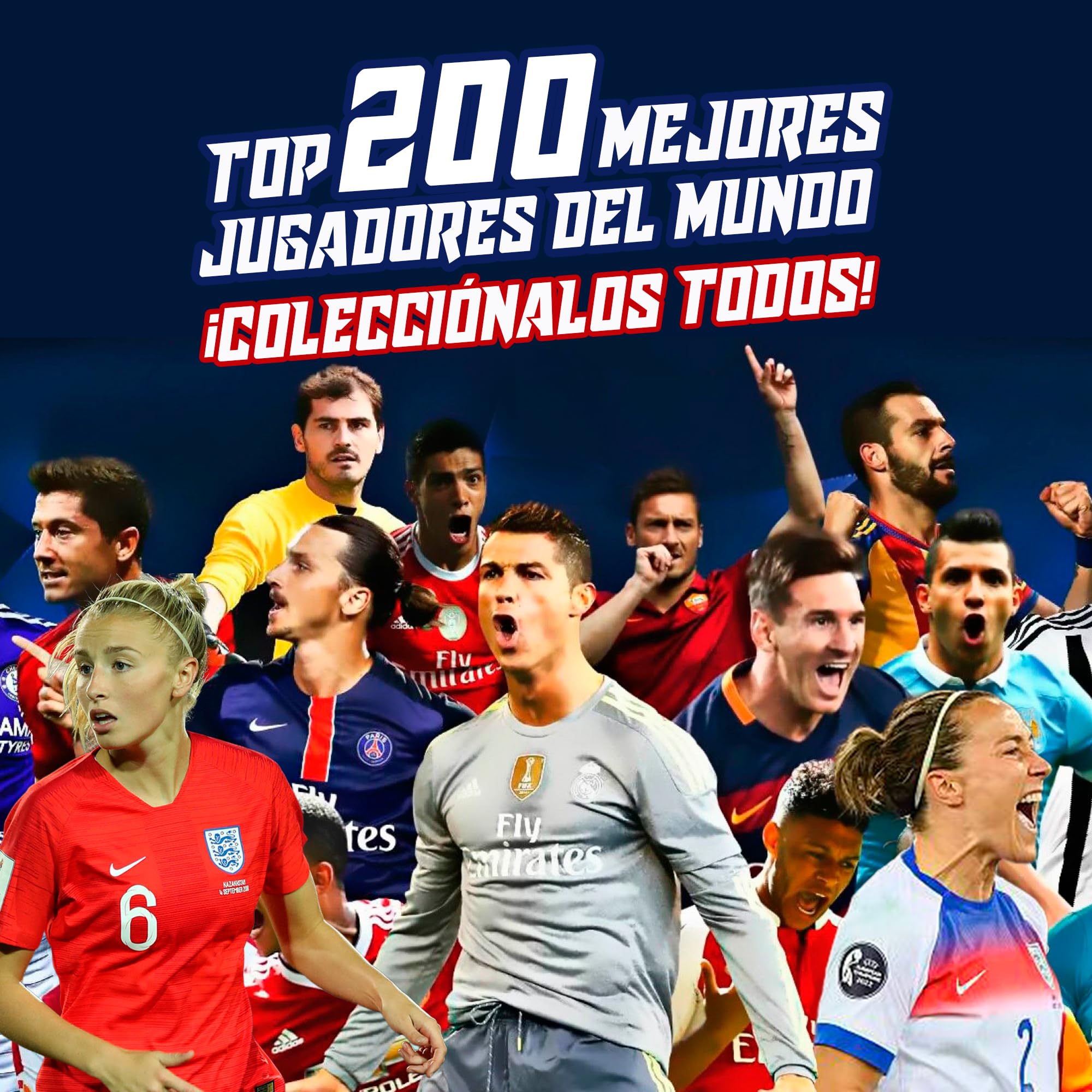 Bizak Futbol Mundial Top 200 Set Trading Cards Verde 34 Cartas Coleccionables Jugadores Top