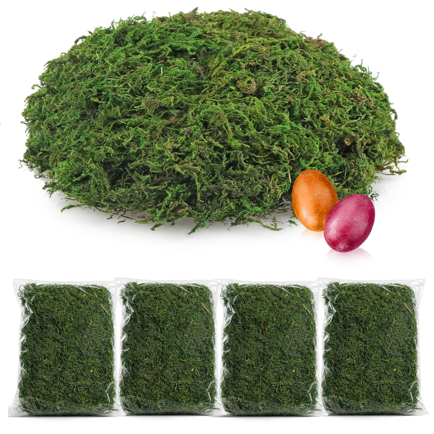 com-four® 100g grünes DIY Bastel-Moos für Osterkörbchen - echtes Deko-Moos zum Basteln und Dekorieren von Osternestern (Set2 - Dekomoos)