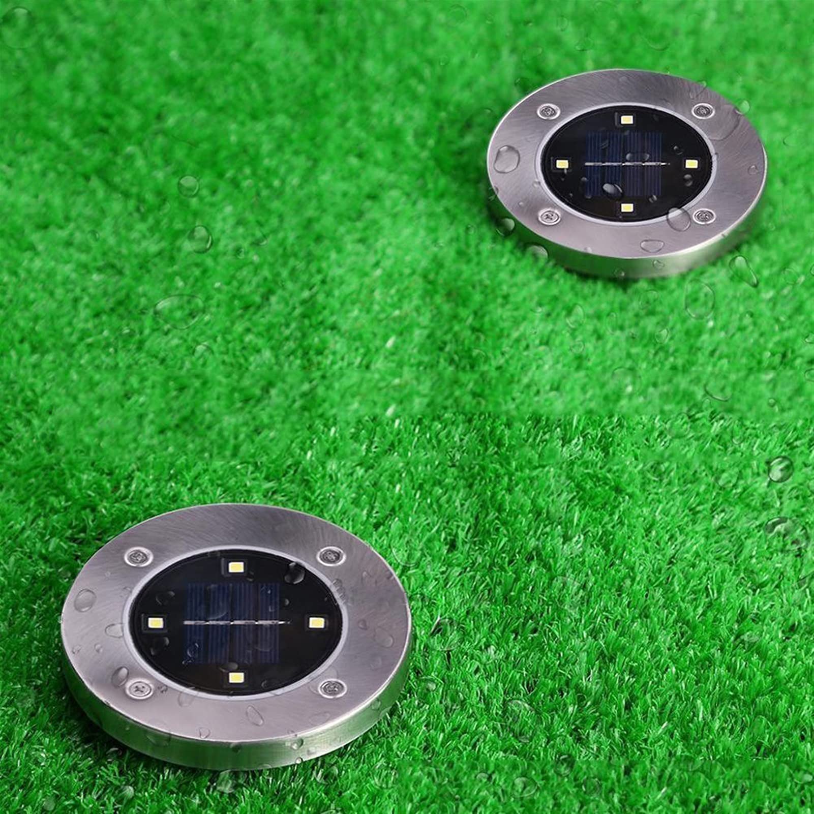 Solar-Bodenleuchten, 4 wasserdichte LED-Bodeneinbauleuchten, Solar-Gartenleuchten, Landschaftsleuchten for Wege, Hof, Deck, Terrasse, Gehweg, 6 Packungen Lampen (Color : Bianco, Size : 6PACK)
