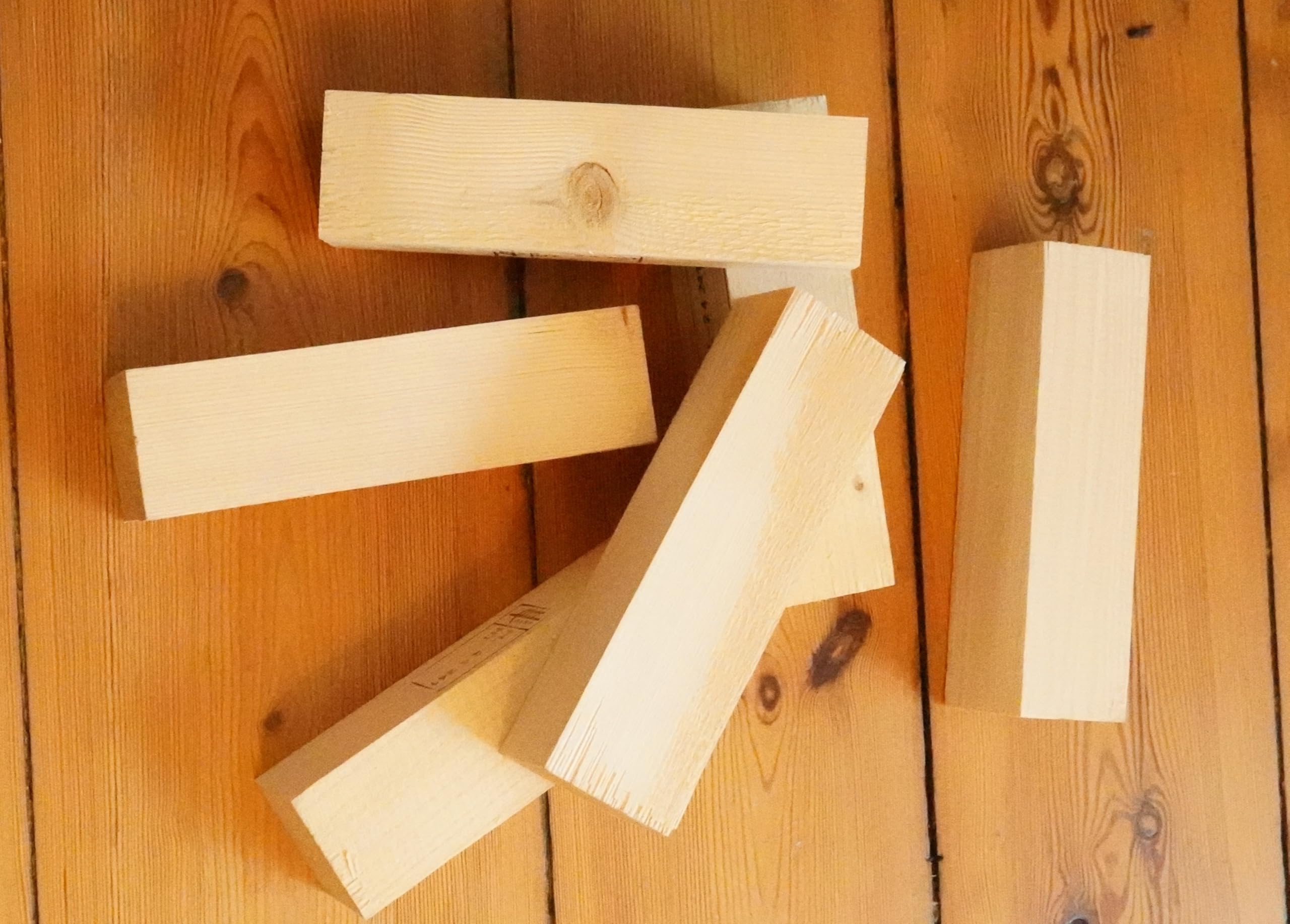 Ręcznie wykonane klocki z drewna sosnowego, naturalne drewno, 21 x 8 x 8 cm, 4 sztuki, do projektów budowlanych i majsterkowania