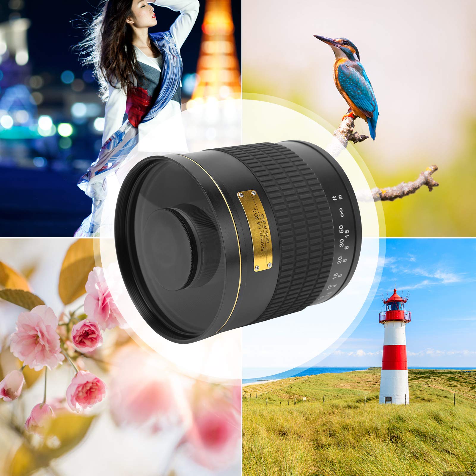 Lustrzanki Cyfrowe Teleobiektyw Lustrzany Obiektyw 500mm F/6.3 Ręczne Ustawianie Ostrości Teleobiektyw Lustrzany Obiektyw do Lustrzanki Cyfrowej dla EF Mount(czarny)