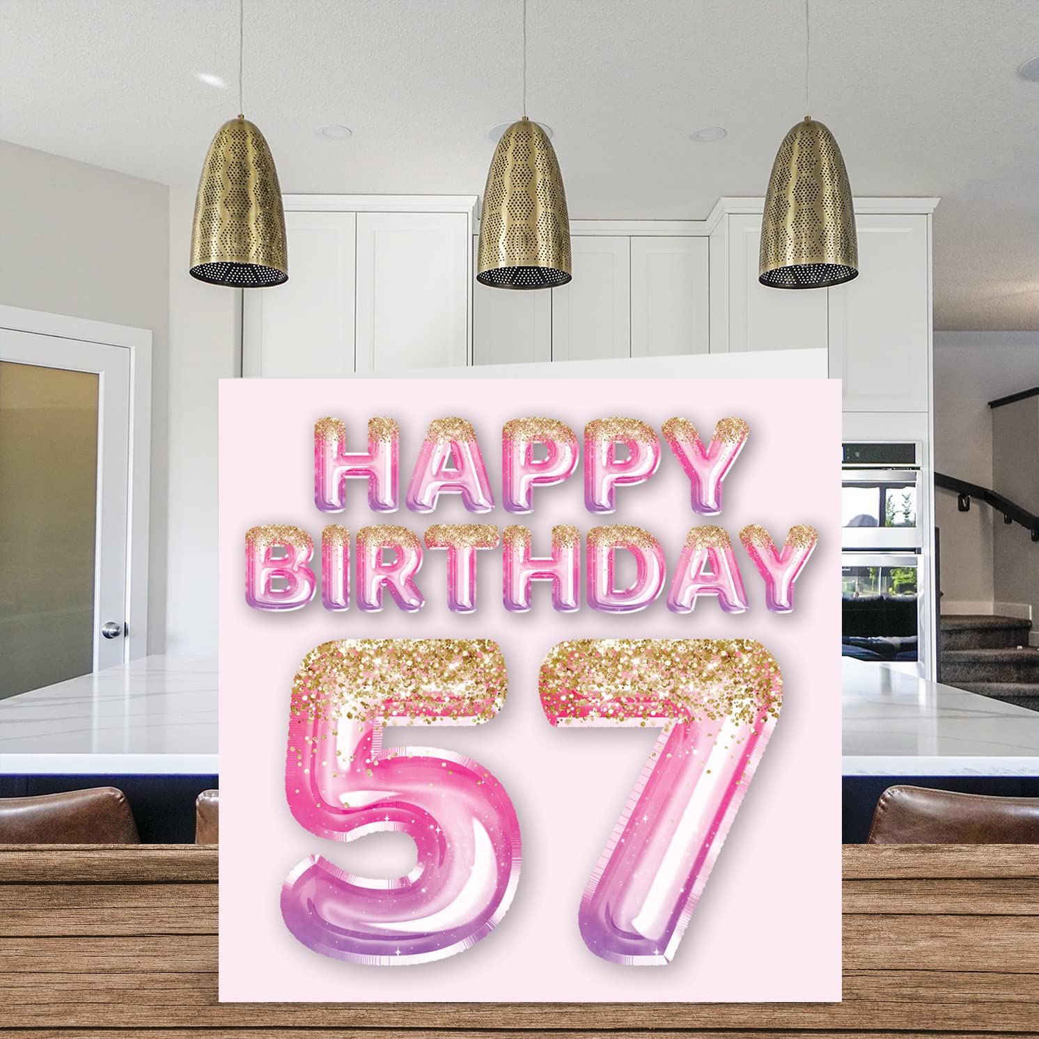 Amazon | 57歳の誕生日カード 女性用 - ピンク&パープルの
