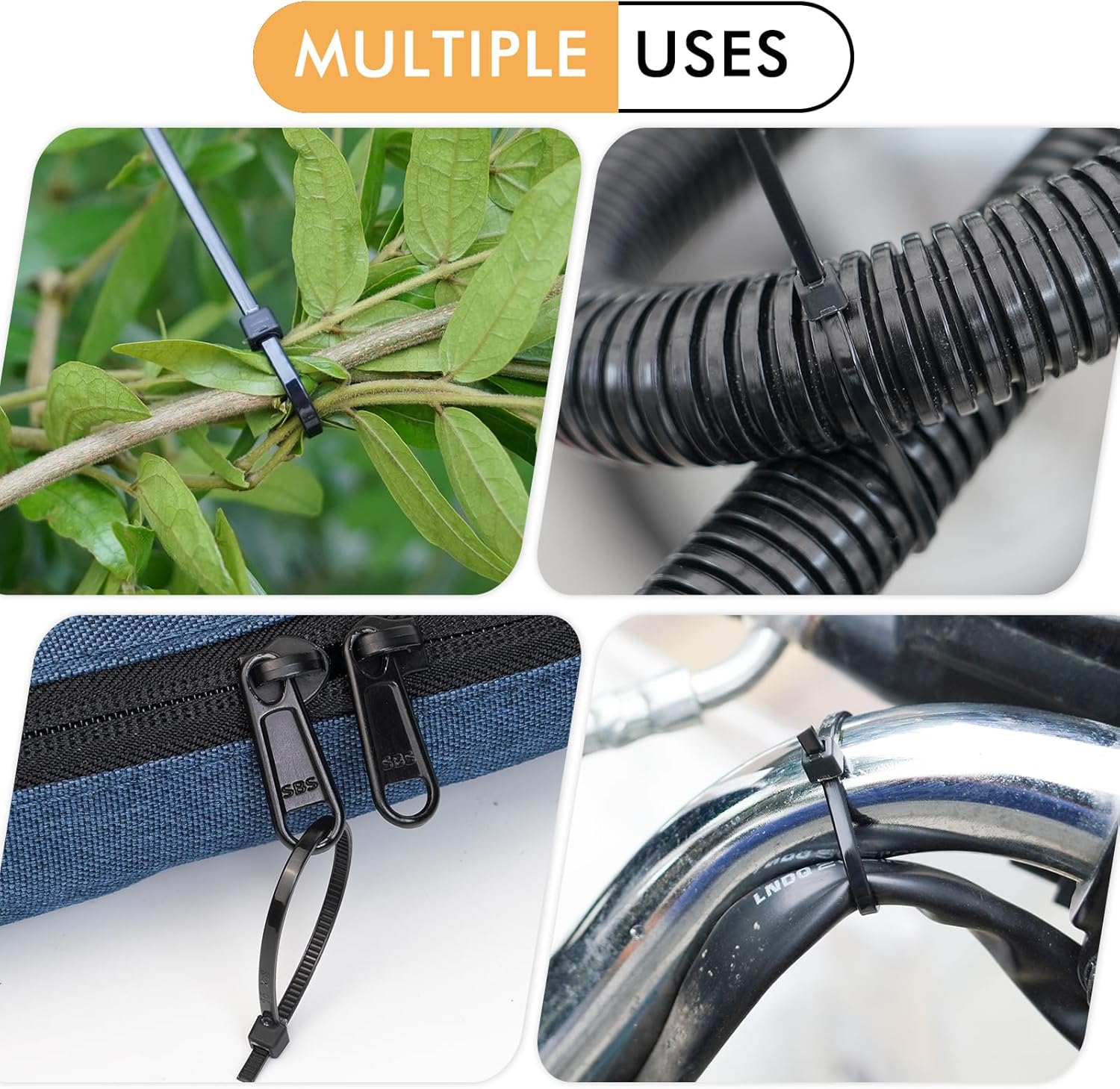 Zip Ties 8 Inch, 500pcs Nylon Cable Ties 18lb Heavy Duty Cord Strap Self-Locking Wire Ties for Indoor Outdoor | Black