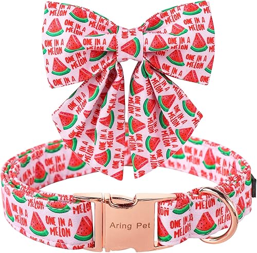 Miniatura 4 de ARING PET Collar de verano para perro, collar de perro de sandía rosa con corbatín marinero, collares de algodón ajustables para perros, regalos con