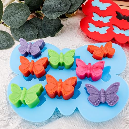 Miniatura 7 de Moldes de silicona para hornear, moldes de mariposa con forma de flor para chocolate, dulces, gelatina, jabón, bandeja de cubitos de hielo,