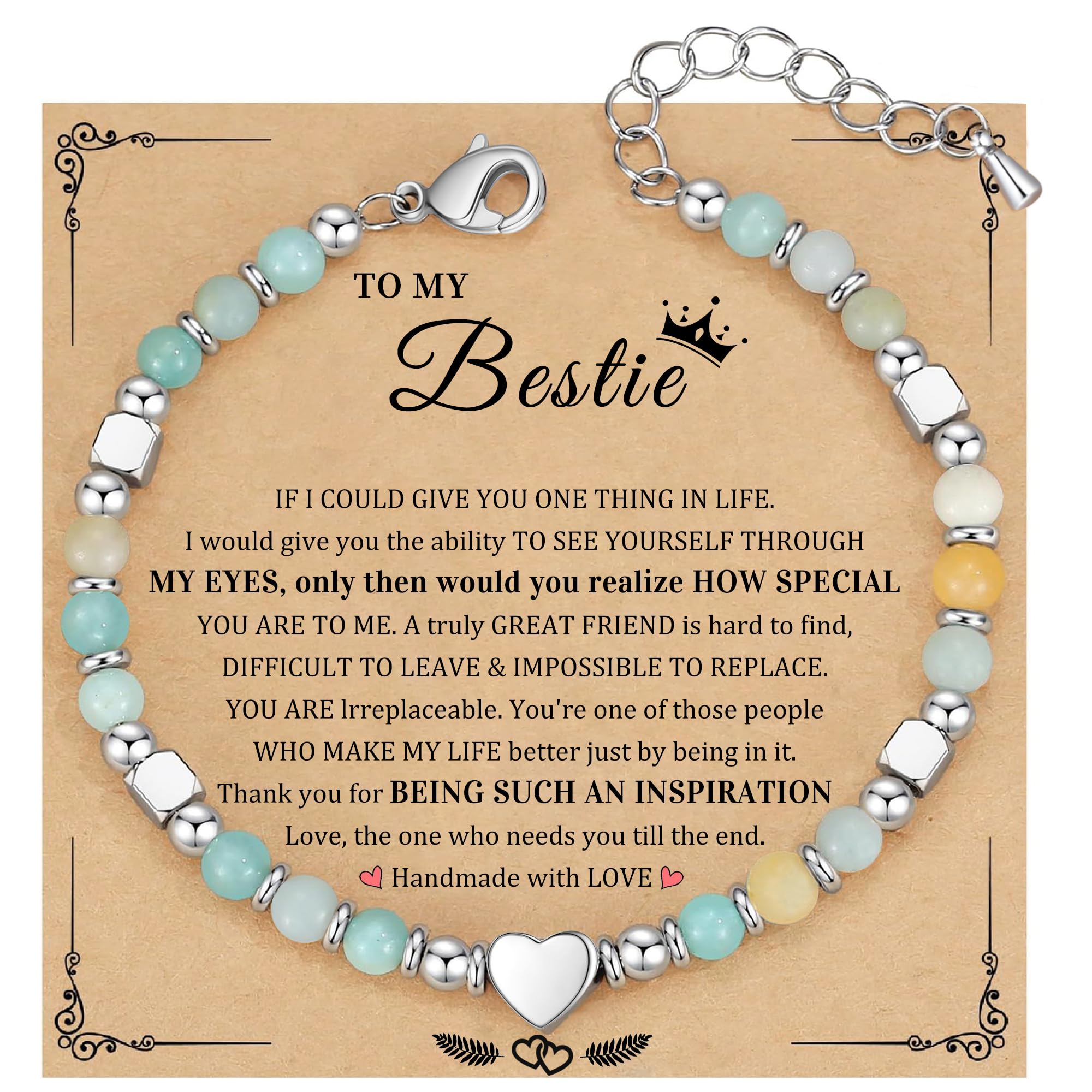 Best Friend Bracelet Gifts for Women Sister Bestie, Christmas Gift for Teens Mom Daughter Granddaughter Birthday Gift for Her Stocking Stuffers