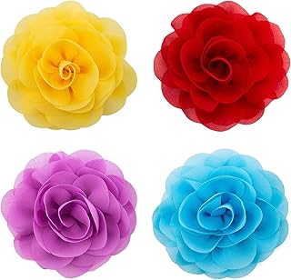 LUTER 4pcs Pet Collar Flowers Multicolored Dog Flower Tie&Bow Floral Collar Charms Accessories, Detachable Flower Embellishment for Cats, Dogs, Pets Supplies (8cm / 3.14inch)