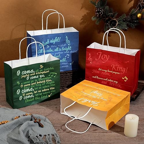 Miniatura 4 de Cholemy 36 bolsas de regalo cristianas de Navidad, bolsas de himno religioso a granel con asas, bolsa de papel para bautismo, bolsas de iglesia,