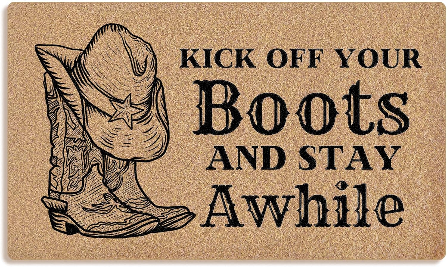 Mingnei Vintage Western Coco Coir Doormat Door Mat for Home House Entrance, Retro Rustic Country Western Cowboy Floor Mats for Outdoor Outside Entryway 30x17 Welcome Mat