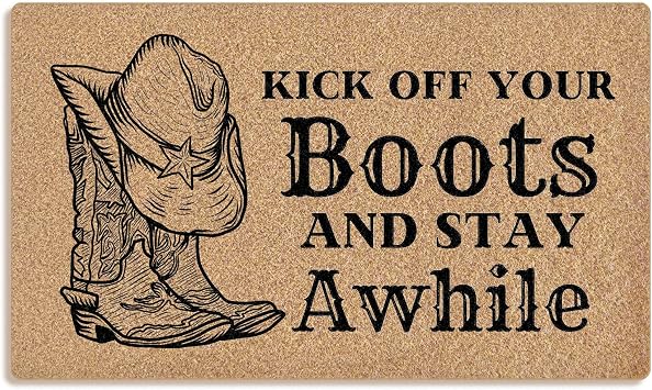 Mingnei Vintage Western Coco Coir Doormat Door Mat for Home House Entrance, Retro Rustic Country Western Cowboy Floor Mats for Outdoor Outside Entryway 30x17 Welcome Mat