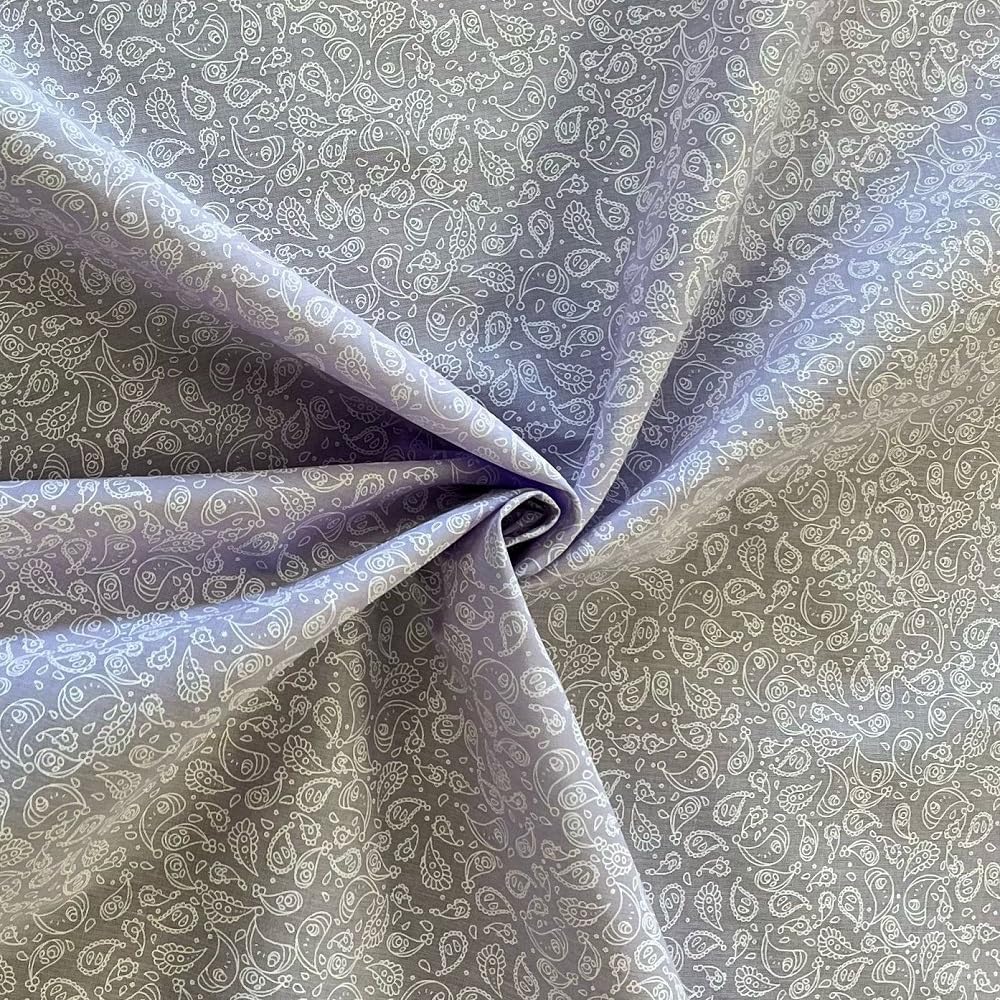 Polycotton Print - Paisley - 44” Wide 112cm - (Per Metre) (Lilac)