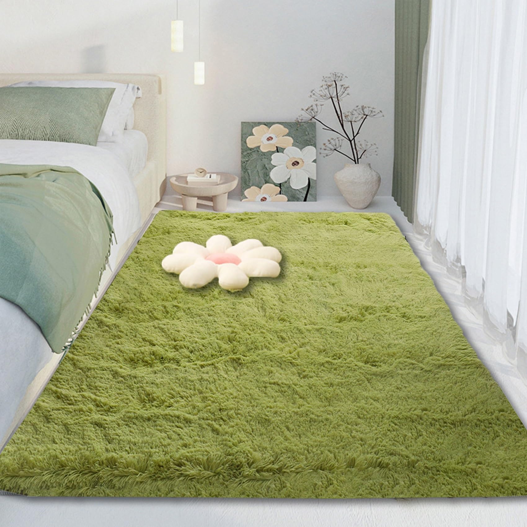 Tapis de chambre 95x225 tapis de décoration moelleux vert