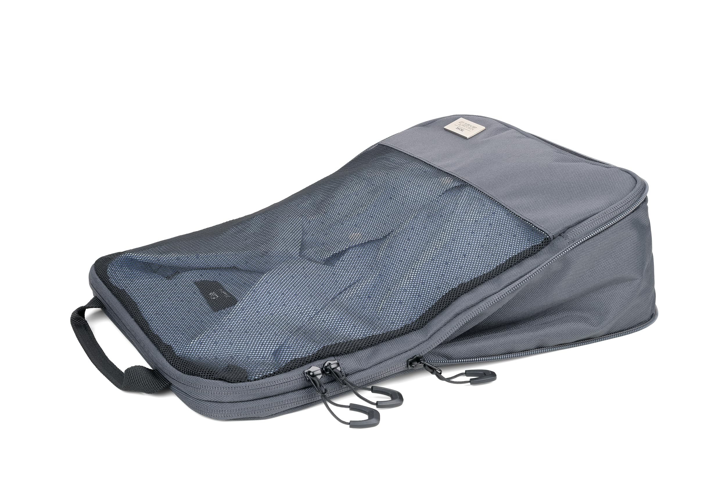 TROIKA Zestaw toreb kompresyjnych Blue CYCLE PACKING CUBES – 3 kieszenie z zamkiem błyskawicznym do oszczędzającego miejsce pakowania ubrań do walizki i plecaka – plastik morski z recyklingu –