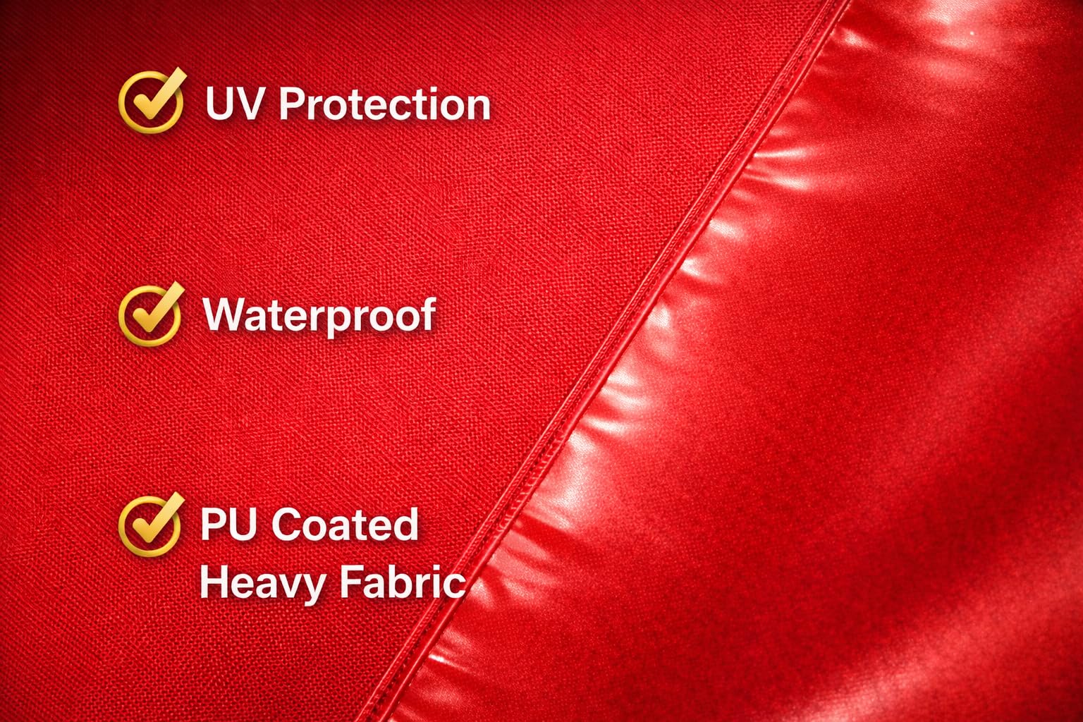 KUMCO Heavy Duty Garden Umbrella | 8 Feet Diameter | 10 Ribs | Round | PU Coated Fabric | Steel Shaft | Manual Push-up | UV Protection | Red Colour | Base not included 2