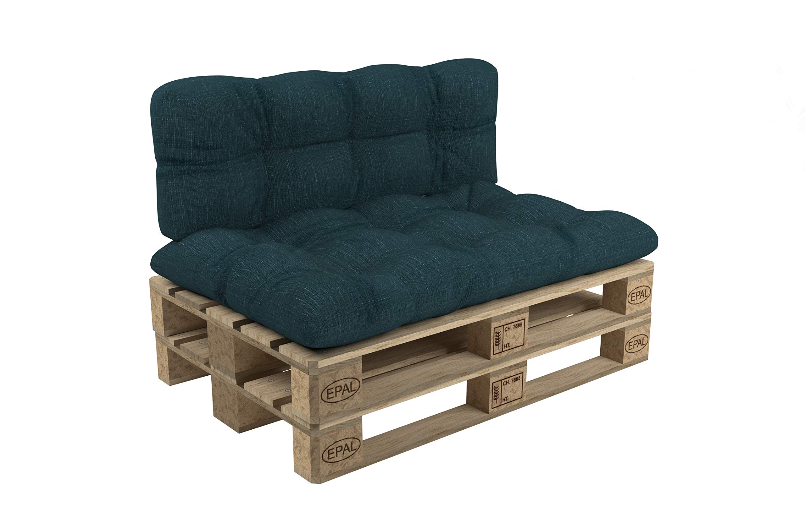 POKAR Euro Pallet Quilted Pillow - Set of 2: Seat Cushion 120 x 60cm + Back Cushion 120 x 60cm, Garden Pillows Sofa, Patio, Without Pallets, Dark Green — image 1