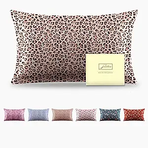 Mulberry Silk Pillowcase for Hair and Skin Queen Size Leopard Print Silk Pillow Cases with Zipper Soft Breathable Smooth Cooling Silk Pillow Covers for Sleeping (Taupe Leopard,20"X 30",1Pcs)
