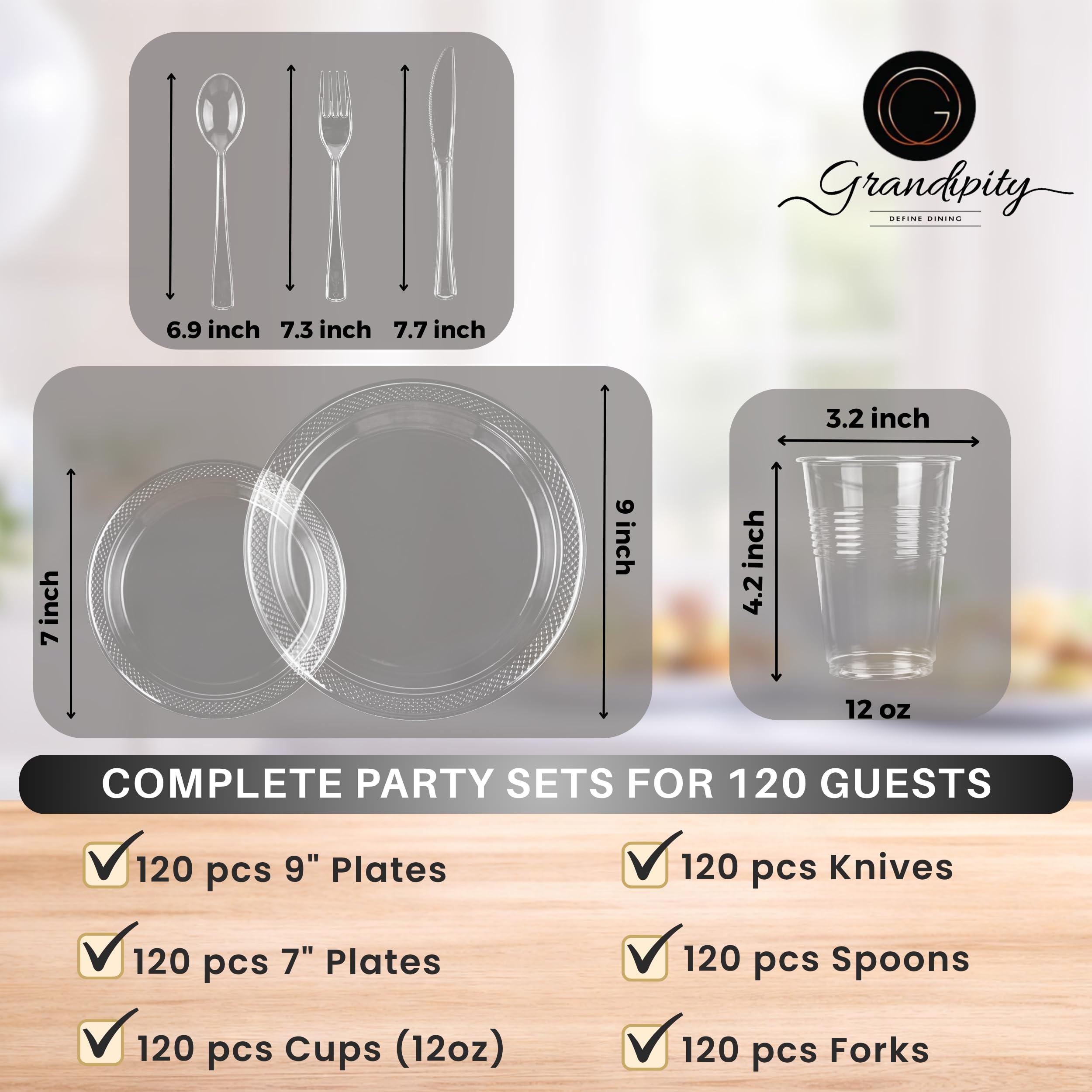 Grandipity Disposable Dinnerware Sets - 720 Piece -3