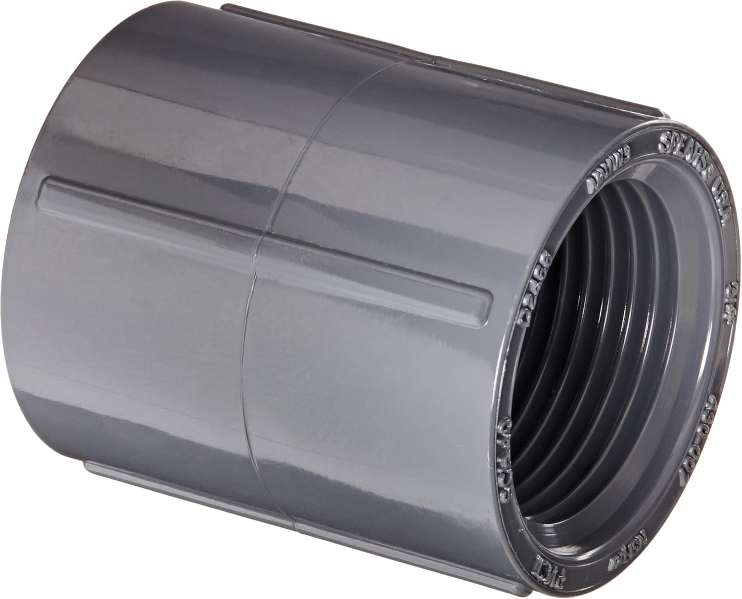 Spears 430G Series PVC Pipe Fitting, Coupling, Schedule 40, Gray, 3/4