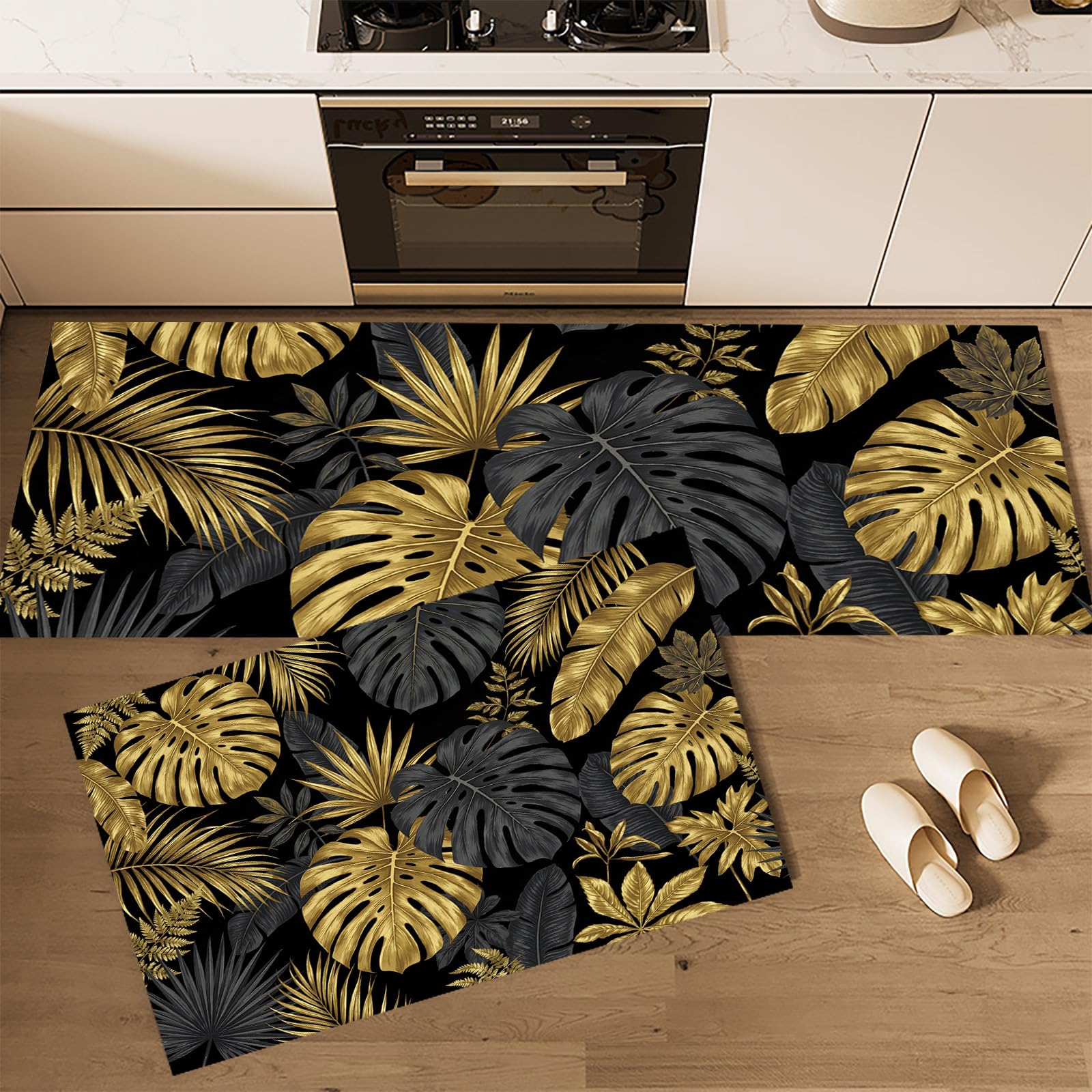 Alfombra de cocina lavable y antideslizante de dos piezas para un suelo seguro y limpio