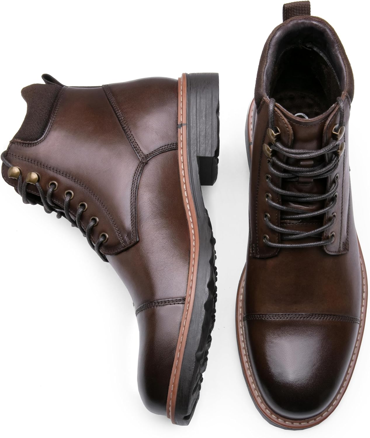 Jousen Mens Chukka Boots Leather Dress Boots for Men Retro Ankle Boots Mens High Top Boots - Image 5