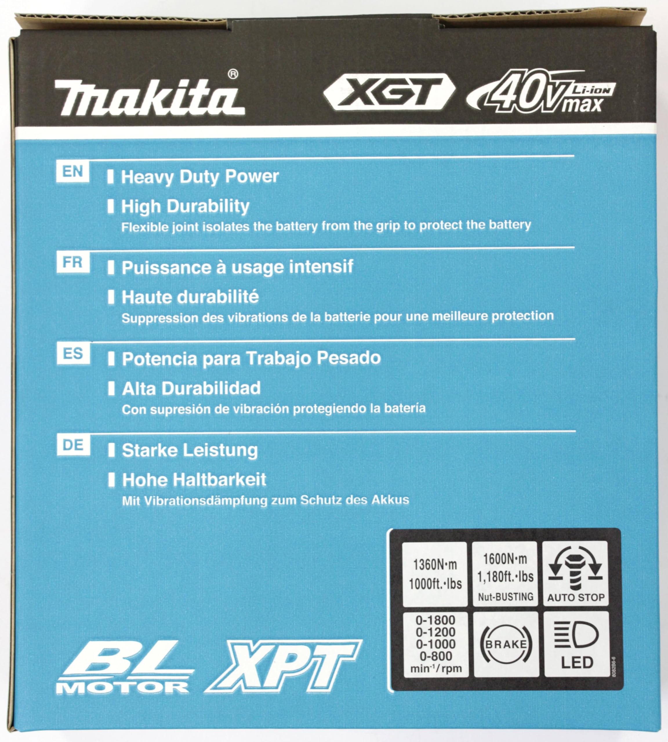 Makita XGT TW003GZ Clé à chocs sans fil, 40 V, 1360 Nm, 1/2", 1800 tr/min, modèle
