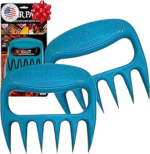Bear Paws Meat Claws - The Original BBQ Meat Shredder Claws for Pulled Pork, USA Made - Easily Lift, Shred, Pull and Serve Pork, Chicken, Brisket and Turkey - Valentine’s Day Gifts for Men (Teal)