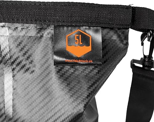 Miniatura 5 de YakAttack Bolsa de secado enrollable de 5L con válvula de aire, carbono negro, bolsa seca marina impermeable para kayak, canotaje y paddleboarding,