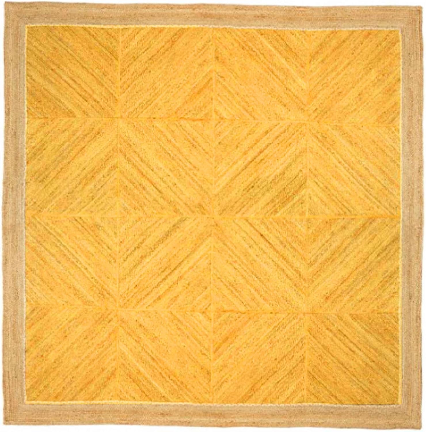 7x7 Ft Jute Square Rigo Jute Hand Woven Area Rug, Natural
