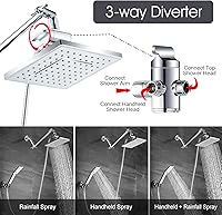Vista 2 de BRIGHT SHOWERS Juego de cabezal de ducha doble con filtro de ducha de alto rendimiento para agua dura, cromado