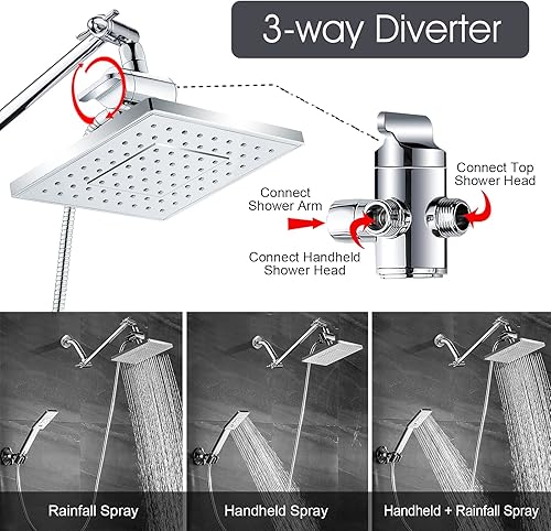 Miniatura 2 de BRIGHT SHOWERS Juego de cabezal de ducha doble con filtro de ducha de alto rendimiento para agua dura, cromado