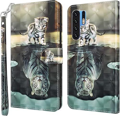 ALILANG Funda de teléfono para Huawei P30 Pro, funda de piel sintética con función de cierre magnético, función atril, función atril, funda de piel