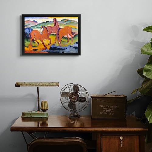 Miniatura 4 de Cabina perdida Pastoreo Caballos IV de Franz Marc Imprimir Marco plano negro Reproducción de pintura de obras de arte finas Póster enmarcado para