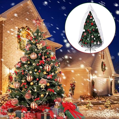 Miniatura 7 de Onesing Bolsa de almacenamiento para árbol de Navidad, 9 x 4 pies, cubierta blanca a prueba de polvo para árbol de Navidad para almacenamiento