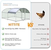 Vista 2 de HITTITE Gallinero grande de metal con paso, 12.8 x 9.84 x 6.23 pies, corralito de corral para aves de corral, techo de cúpula para patio