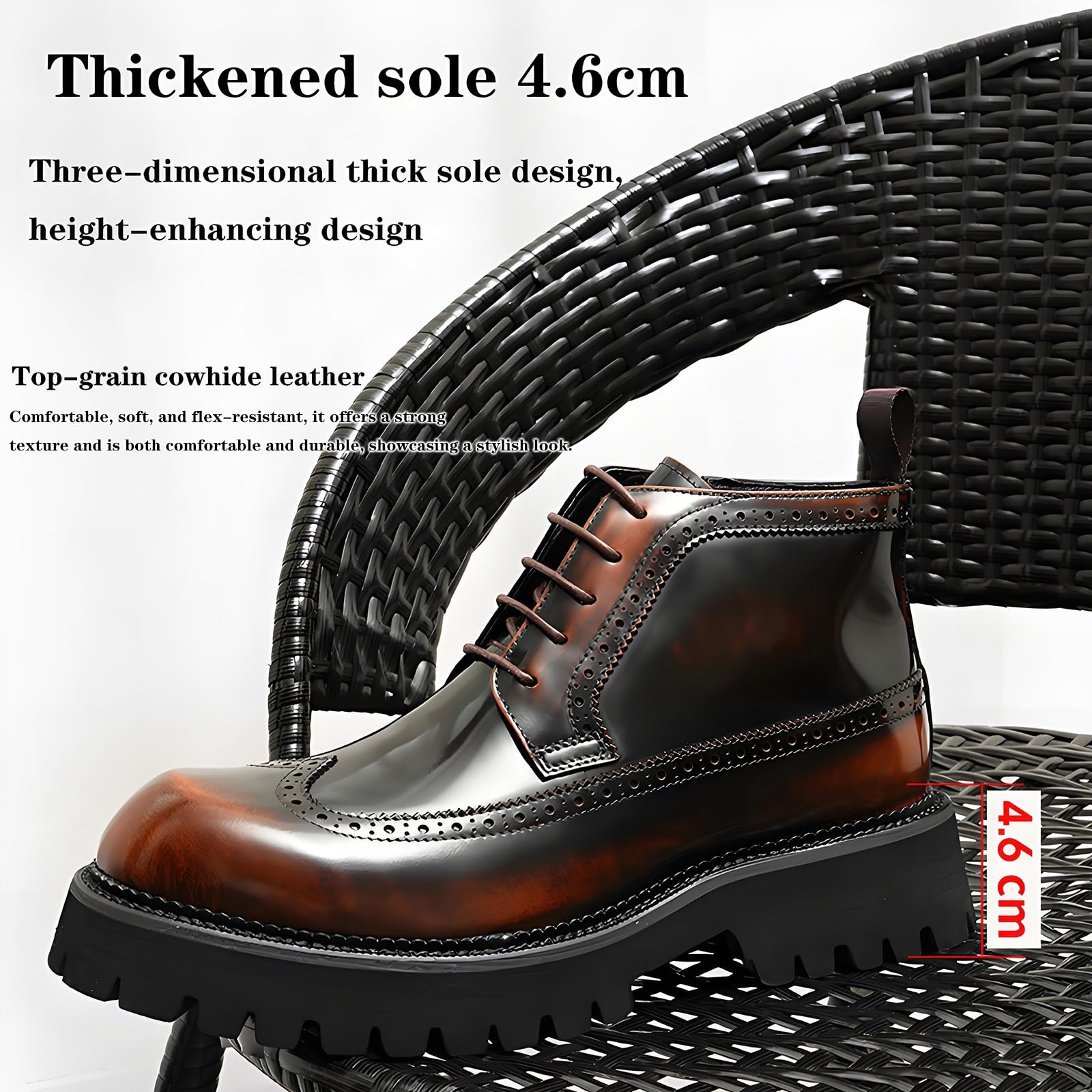Męskie buty Oxford z bocznym zamkiem błyskawicznym i amortyzowanym podparciem – oddychające sznurowane obuwie formalne i codzienne, Czarny, 38.5 EU