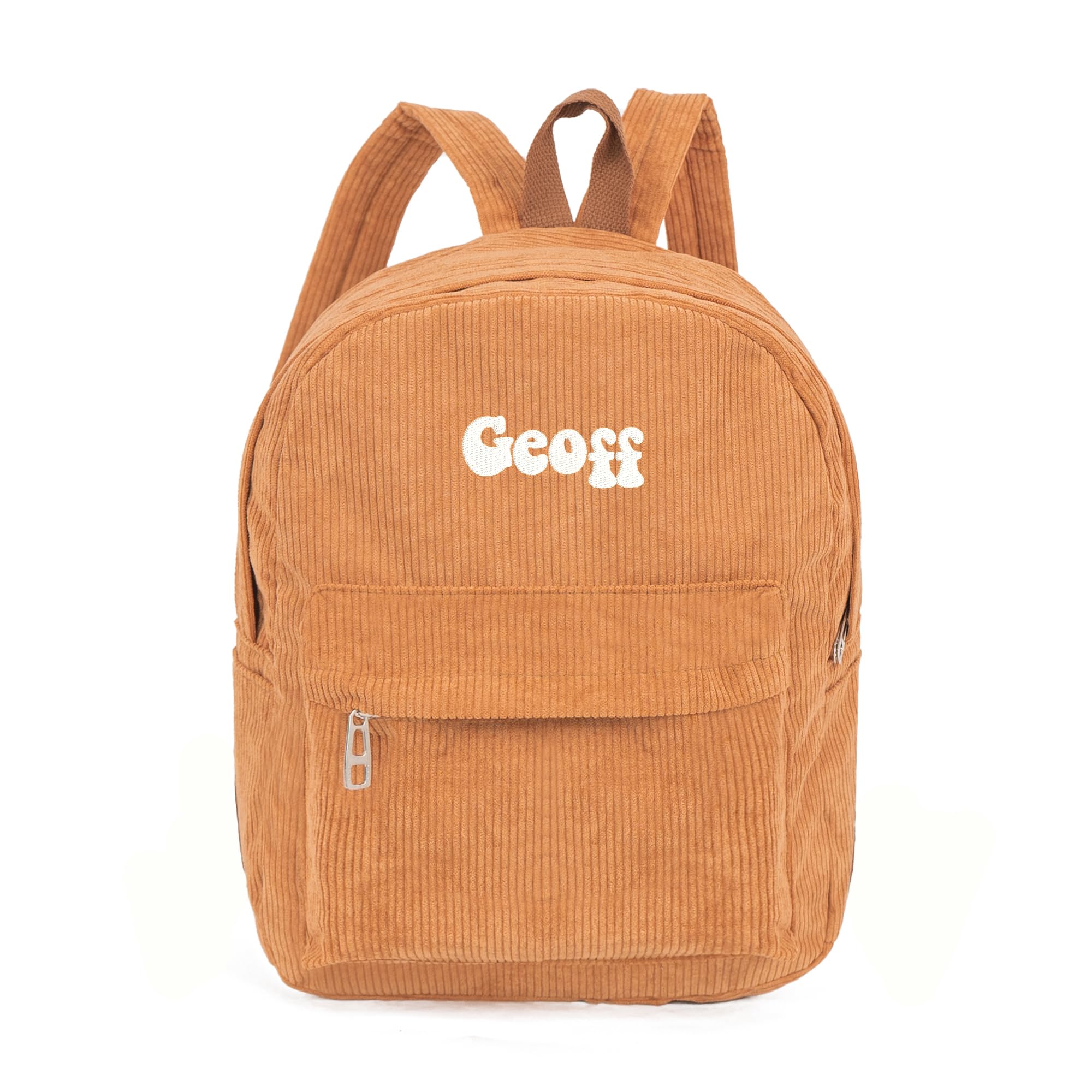 MT WORLD Personalized Toddler Backpack - Brown Corduroy Mini Backpack with Monogram, Customized for Boys