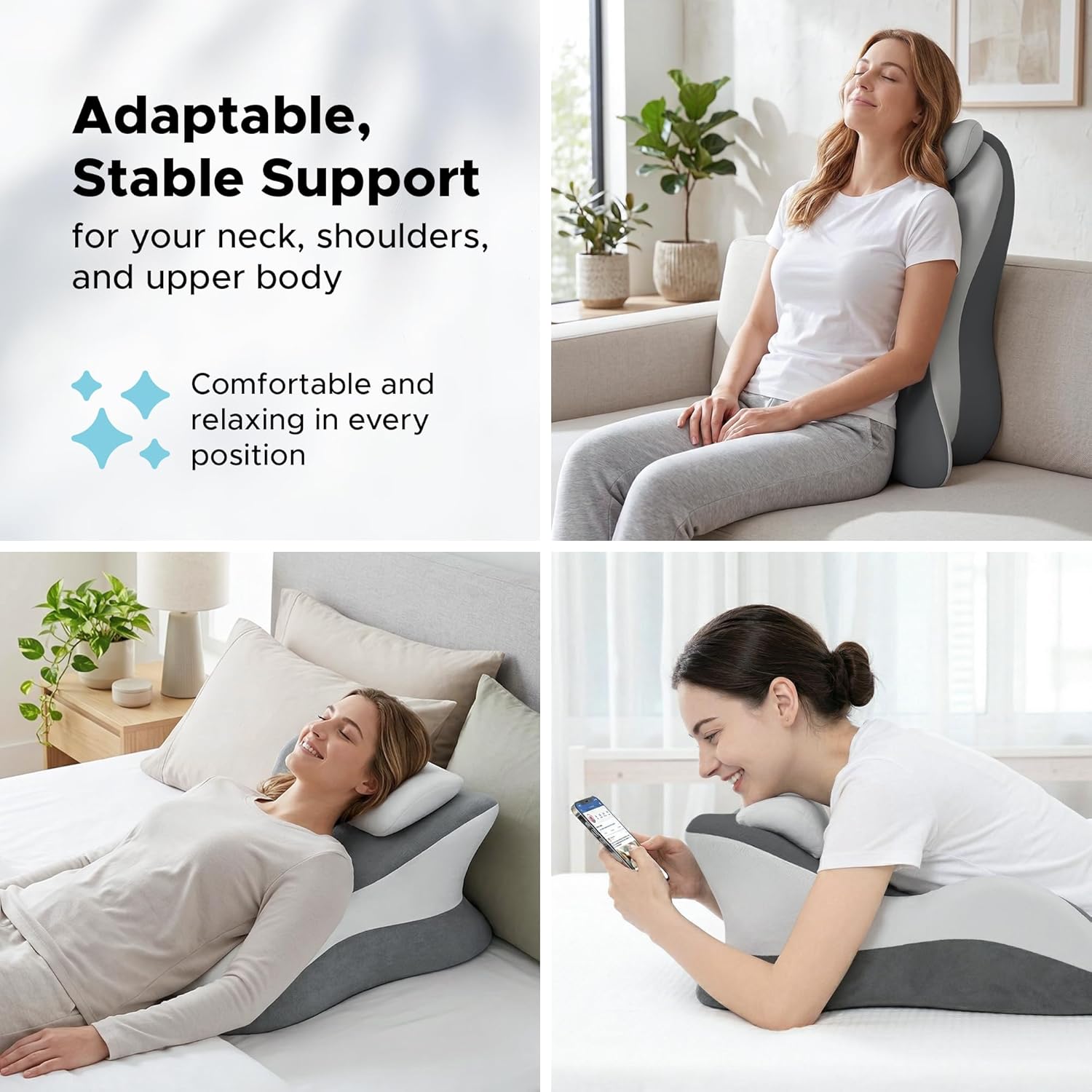 Ergonomic Memory Foam Support Pillow Contour Design for Back, Side & Stomach Sleepers Body Positioner for Reading, Watching TV, Gaming, or Relaxing