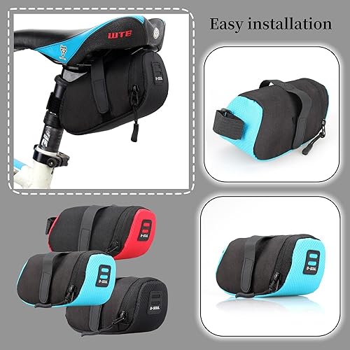 Miniatura 6 de Paquete de 2 bolsas de asiento de bicicleta, bolsa de ciclismo, bolsa de sillín de bicicleta, bolsa de sillín con correa de bicicleta con tamaño