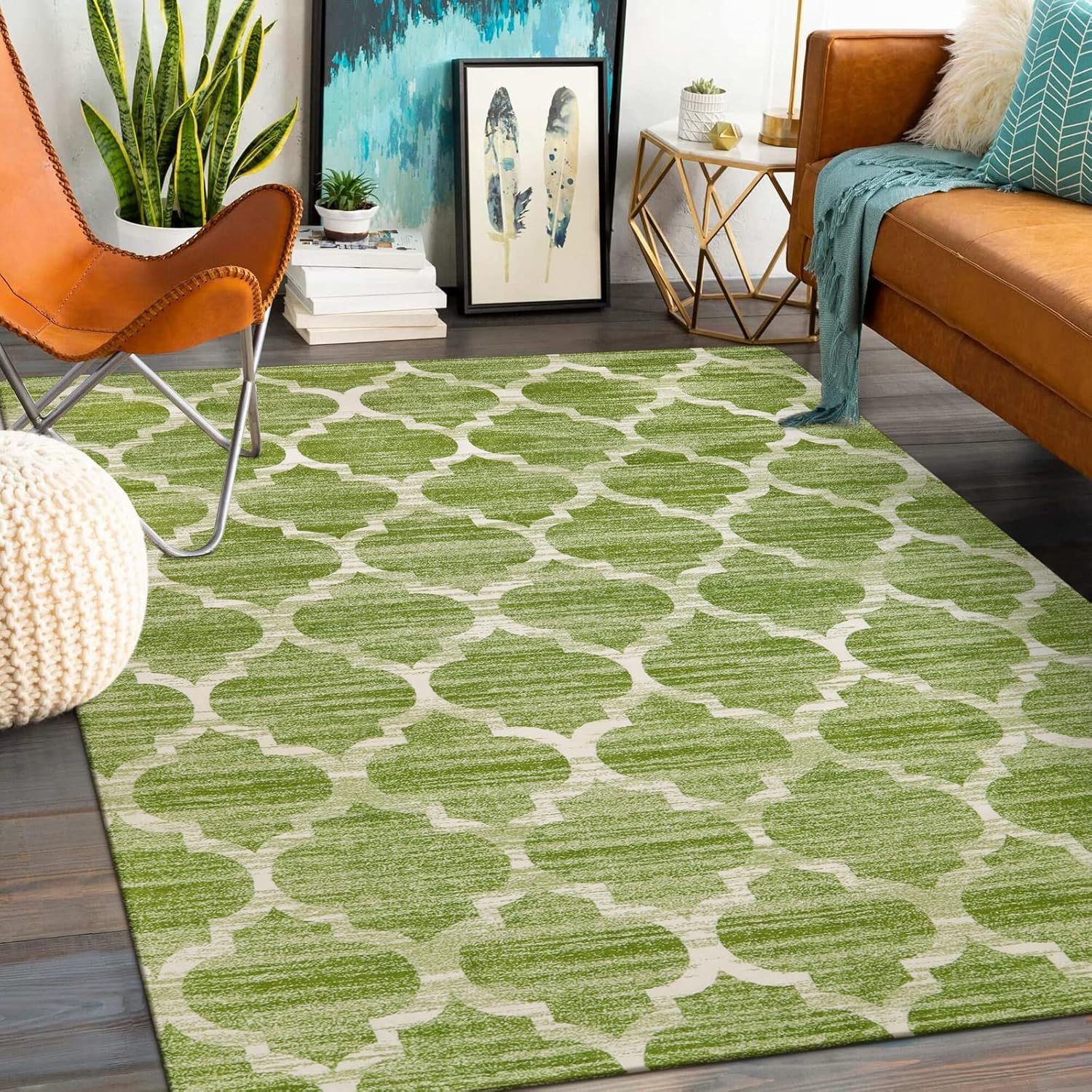 Lahome Moroccan Washable Rug for Living Room 4x6 Area Rug