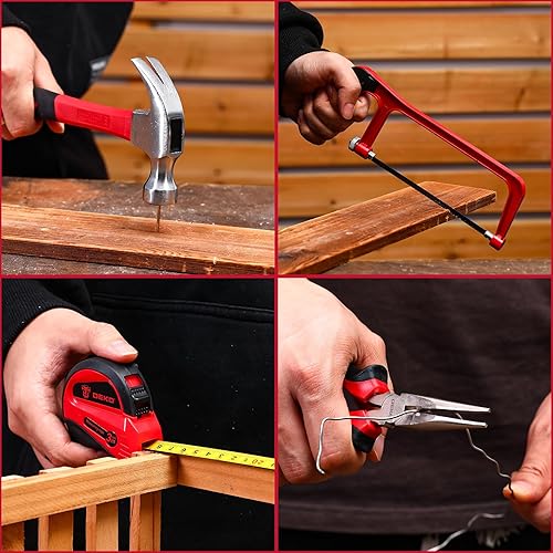 Miniatura 6 de Juego de herramientas de taladro kit de herramientas con taladro inalámbrico de potencia de 12 V, caja de herramientas de reparación manual con