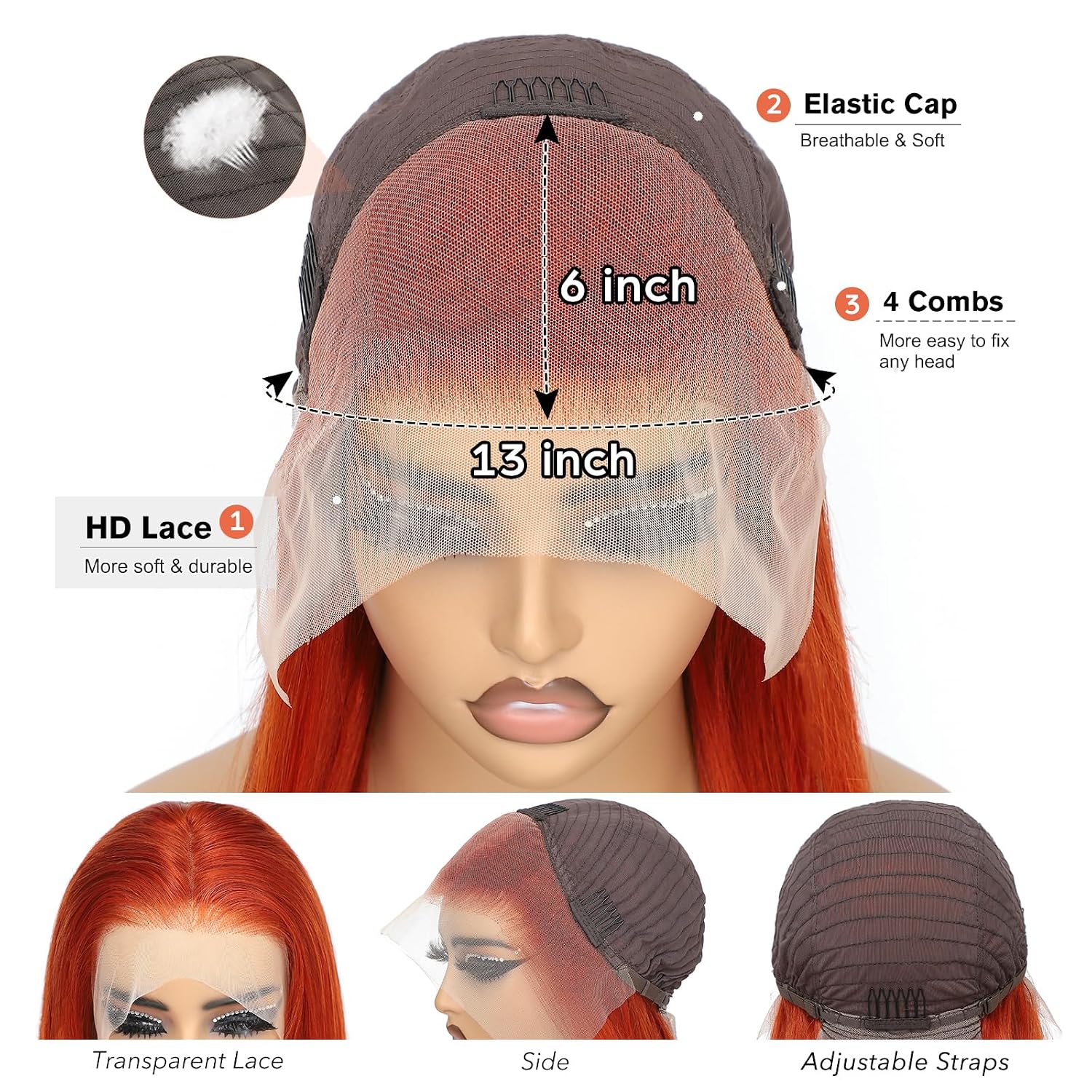 Beluck Ginger Body Wave 13x6 Lace Front Wig Human Hair 180 Density Transparent Hd Lace Front Wigs Human Hair Pre Plucked Ginger Human Hair Wig 24 Inch