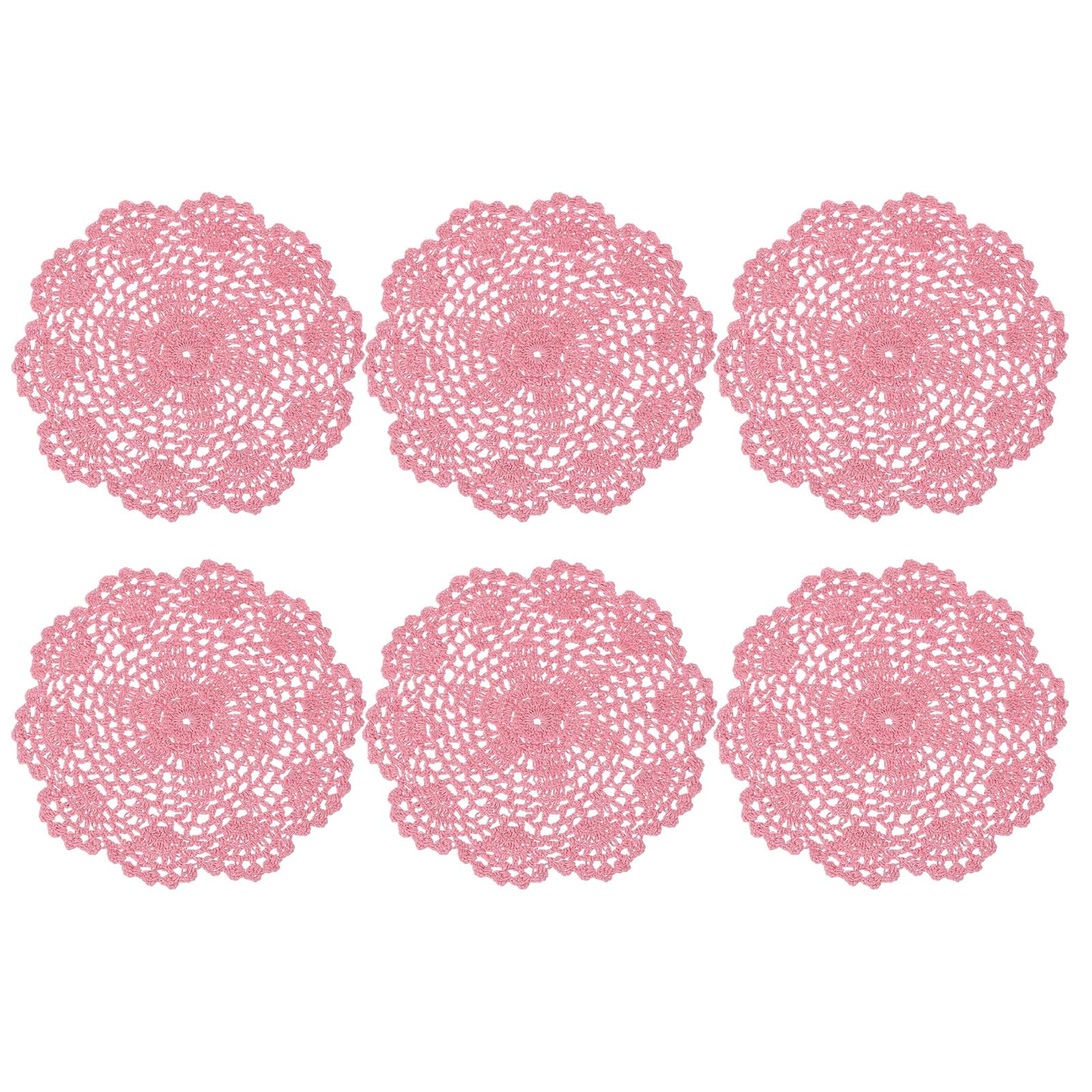 Napperons ronds en dentelle rose 20cm lot de 6 sous-verres faits main decoration de table