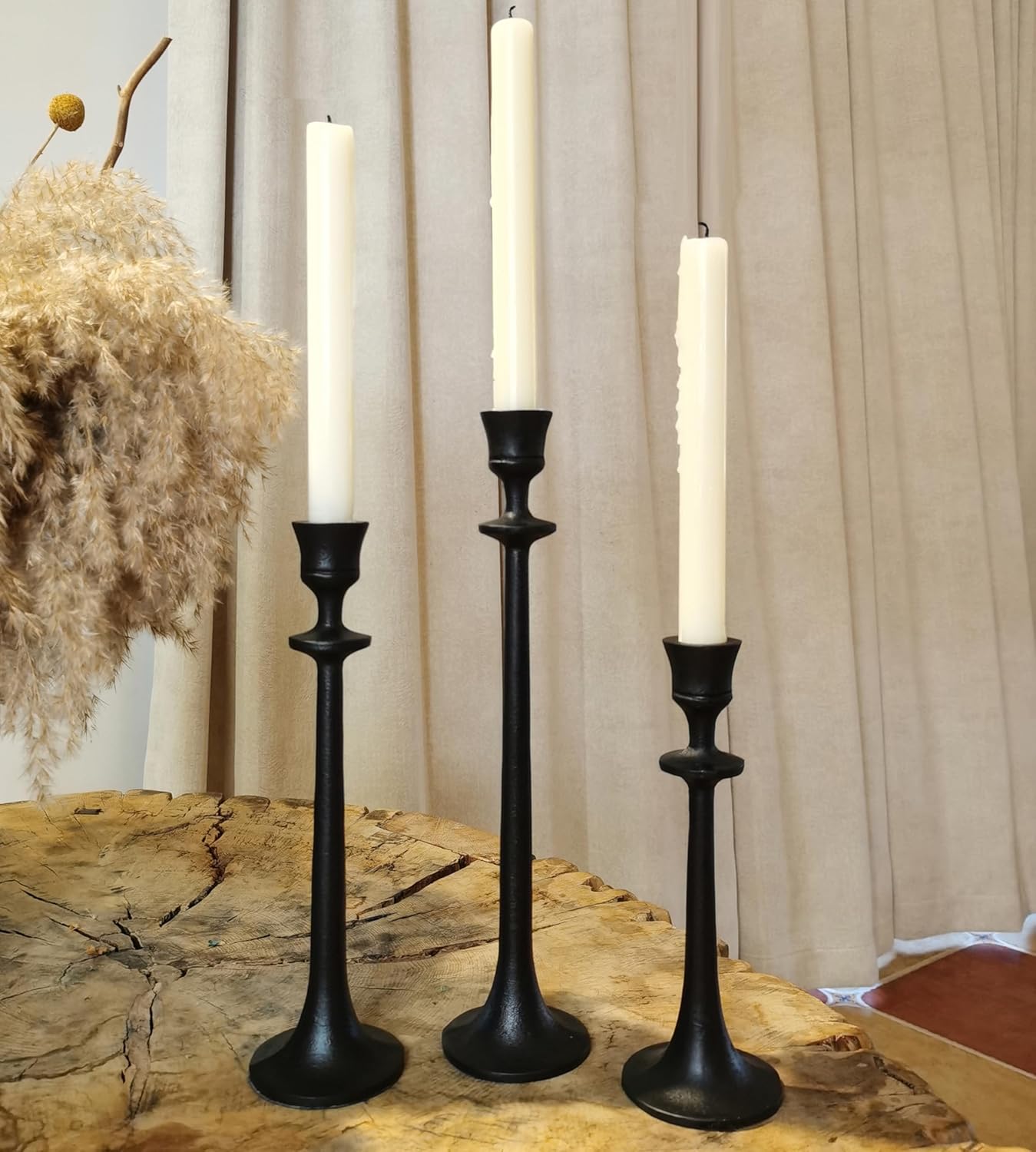 Black Iron Tall Taper Candle Holder Set of 3