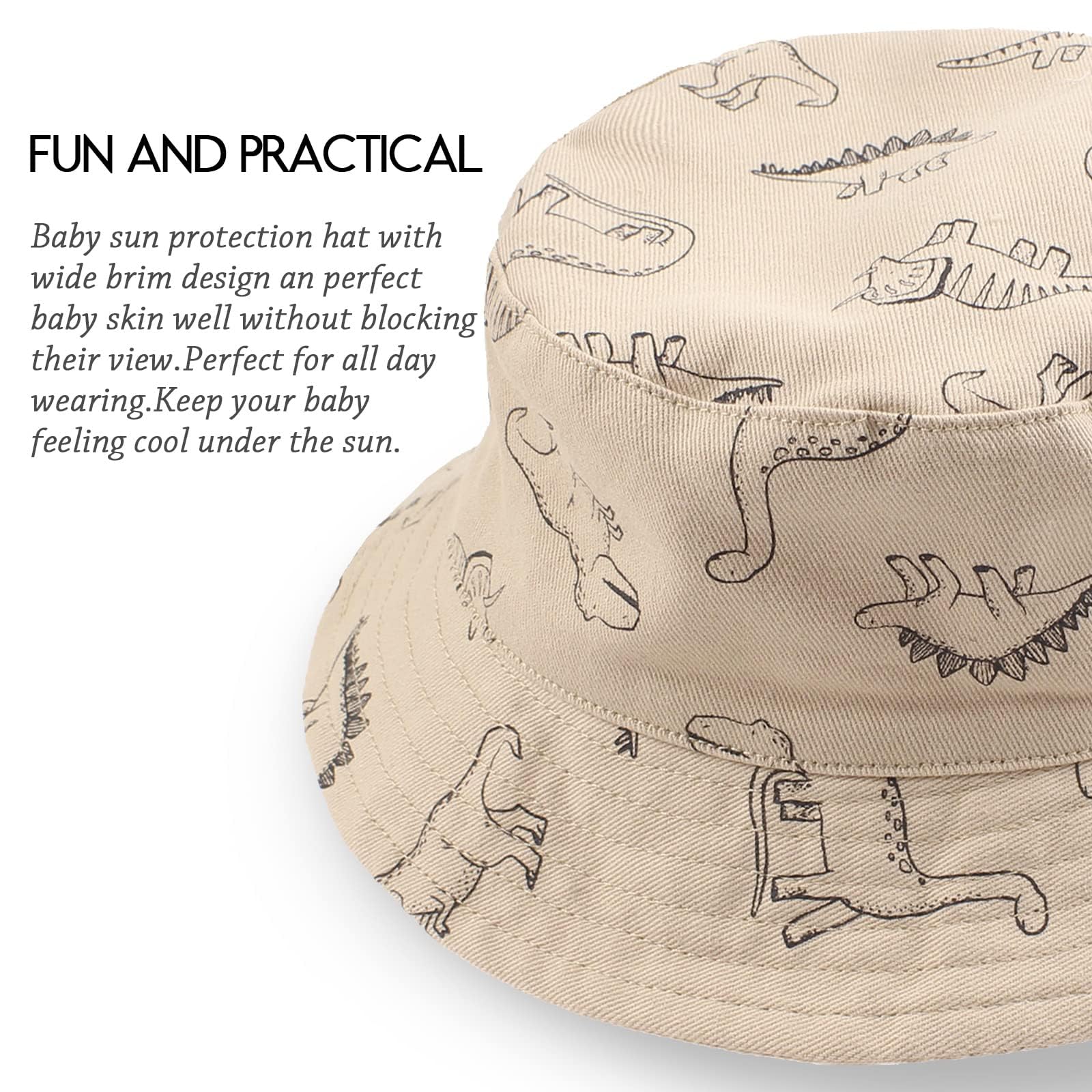 XIAOHAWANG Baby Boy Sun Hat Infant Toddler Dinosaur Bucket Hats Summer Baby Boys Beach Caps — view 3